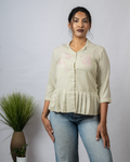 Blush Petals Pleated Shirt