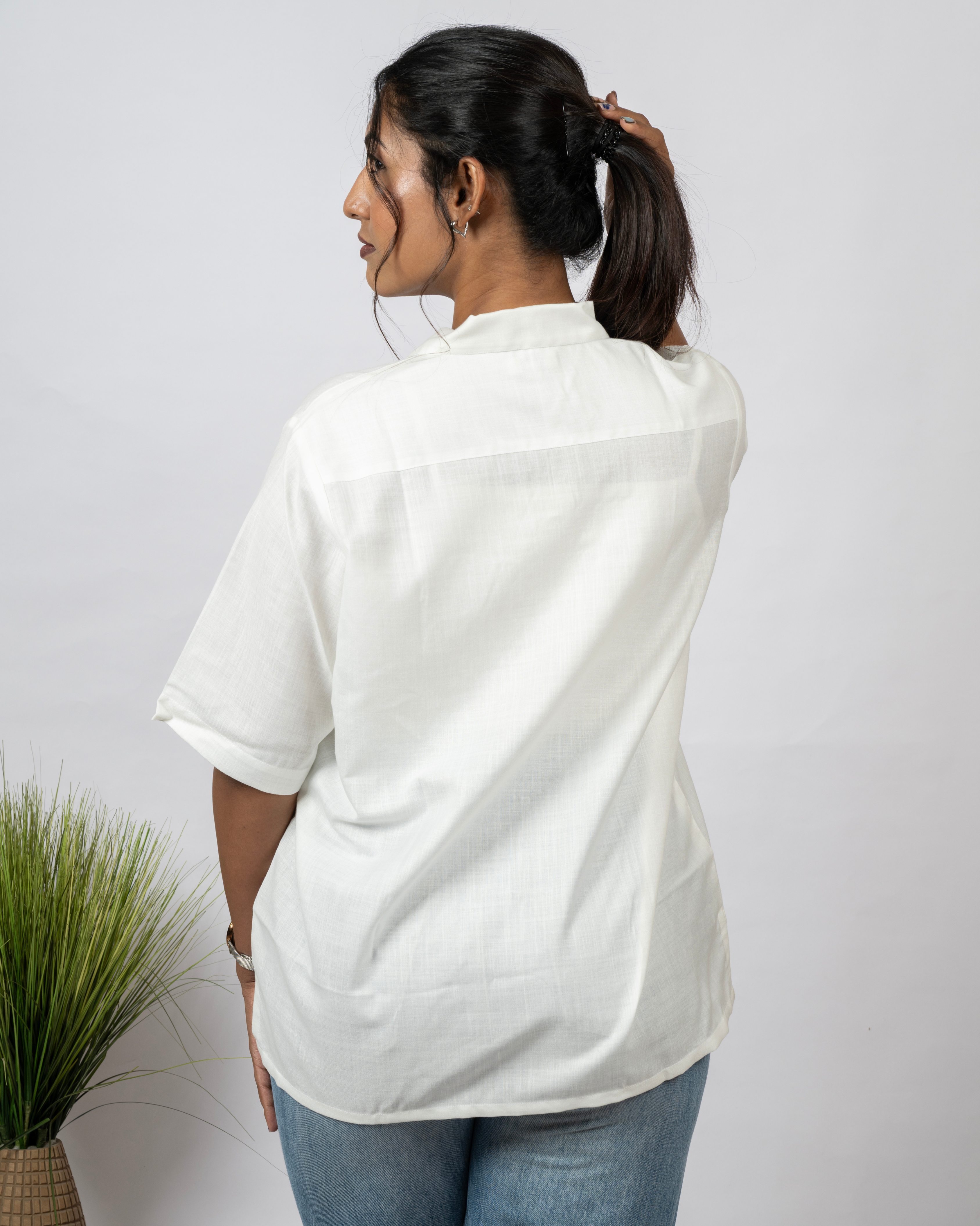 Mint Blossom Embroidered Shirt