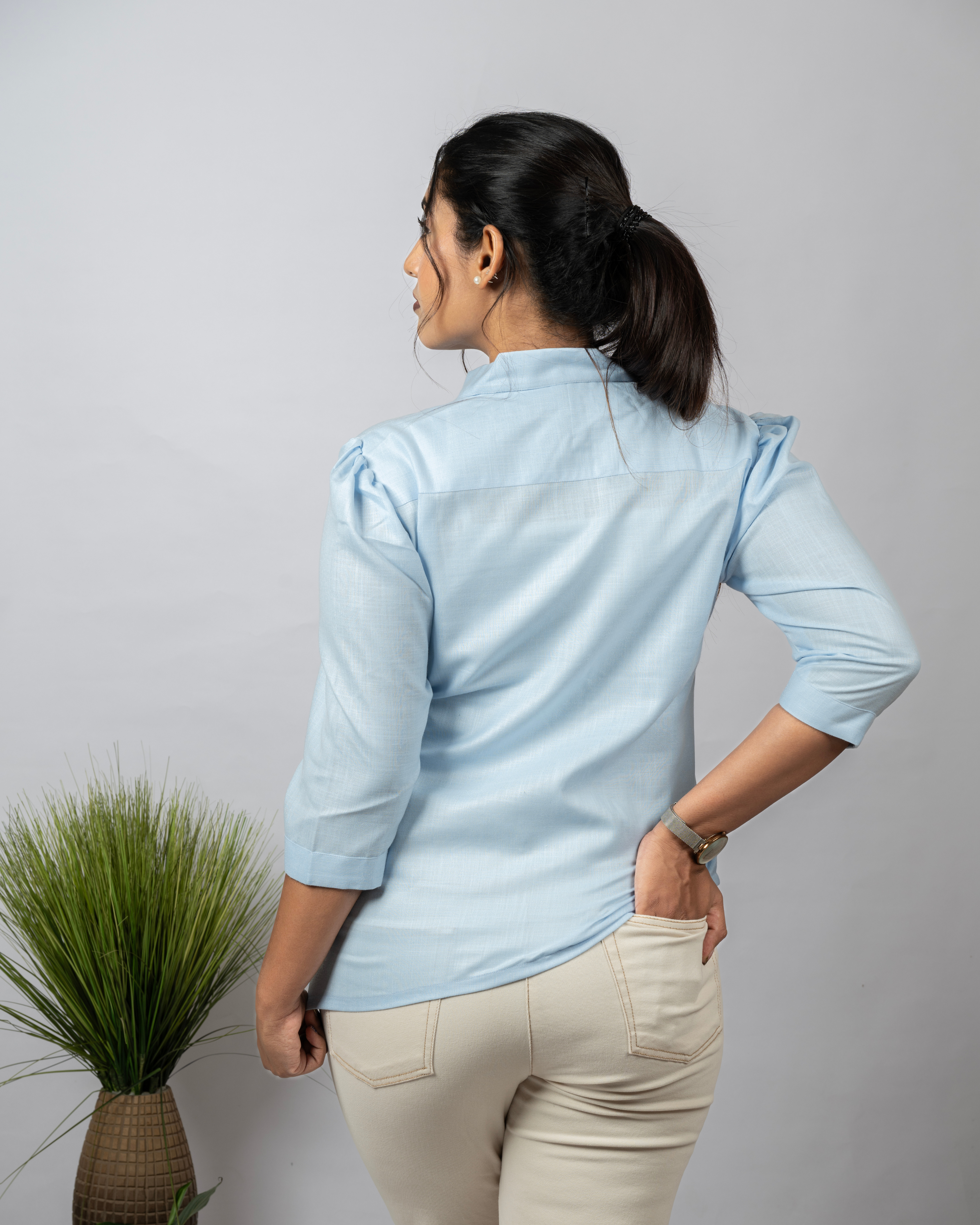 Sky Bloom Embroidered Shirt