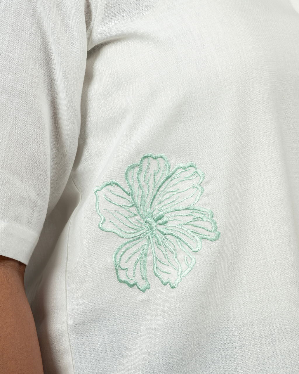 Mint Blossom Embroidered Shirt