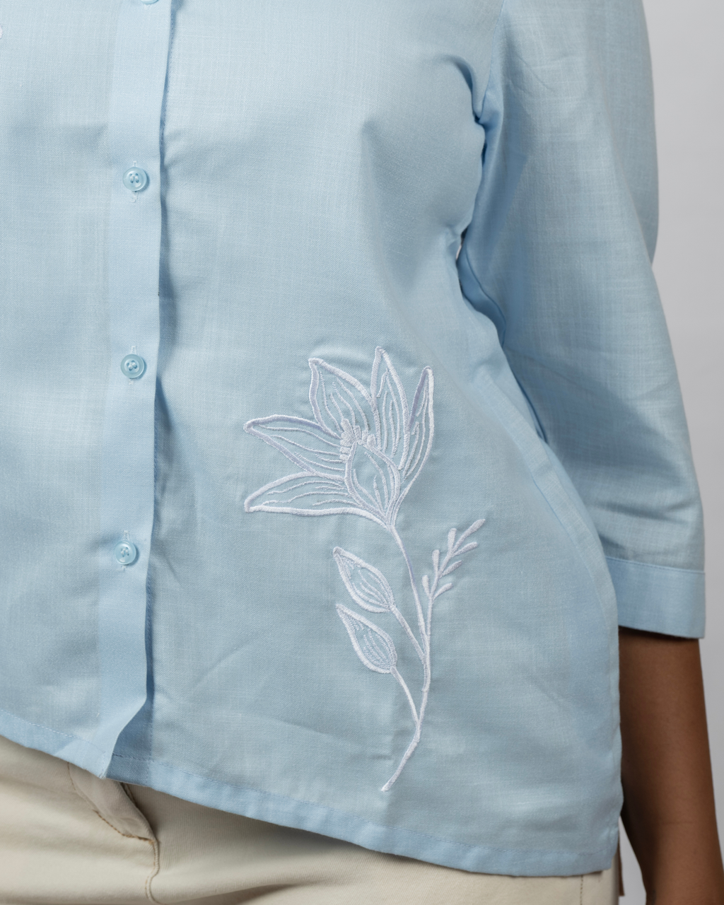 Sky Bloom Embroidered Shirt